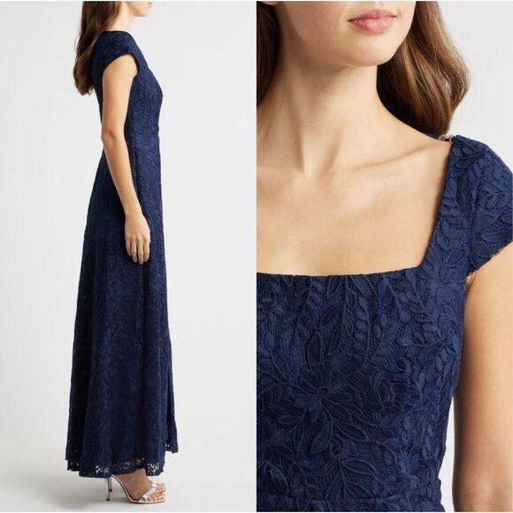 Kay Unger Claudia Pleated Lace Gown Size 4 $398 - Picture 2 of 9